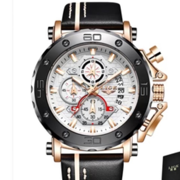 BIG BLACK LEADER OFF WHITE STRAPS MENS WATCHE LUXURY QUARTZ WATERPROOF S… - Picture 2 of 5